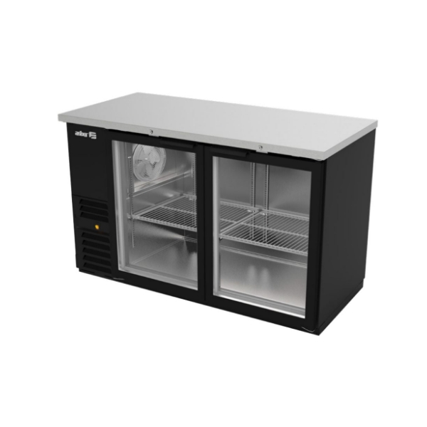 Asber ABBC-58G HC Refrigerador Contrabarra Vinil Negro Bar Line 2 Puertas de Cristal 19 Pies Cúbicos