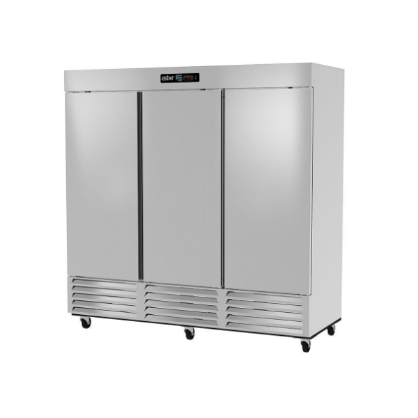 Asber ARR-72-H HC Refrigerador Vertical 3 Puertas Sólidas Acero Inoxidable 72 Pies Cúbicos